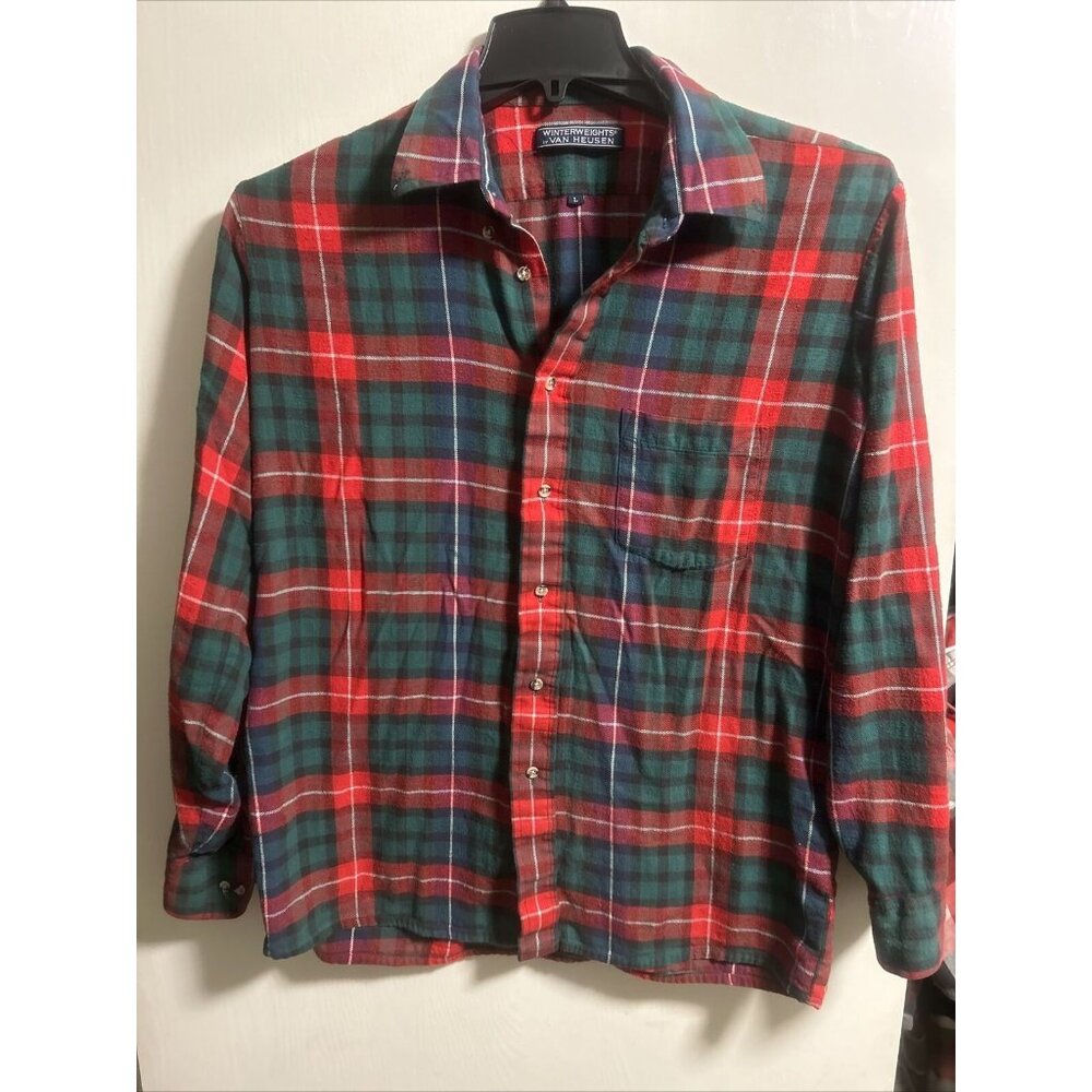 Winterweight By Van Heusen Plaid Shirt Size L Red And Green Colors
